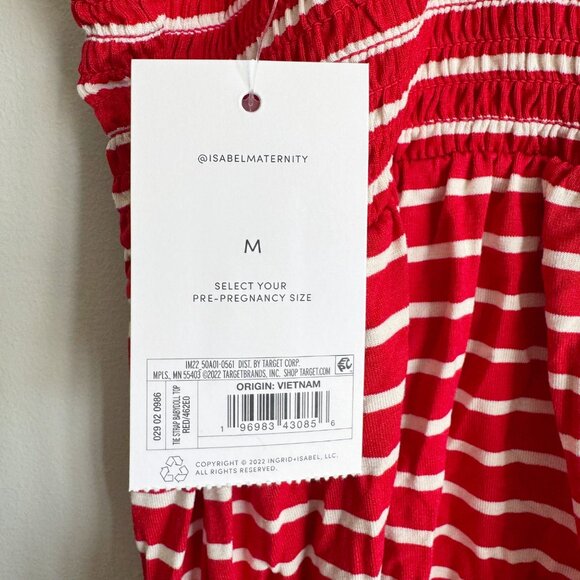 NEW Isabel Maternity Red Striped Tie Strap Maternity Tank Top - Picture 8 of 16